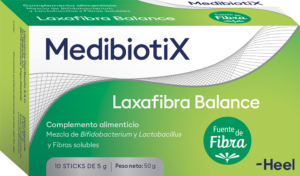 Laxafibra Balance es un complemento alimenticio que contiene 4 cepas probióticas y fibras solubles indicado para personas con tendencia al estreñimiento.
